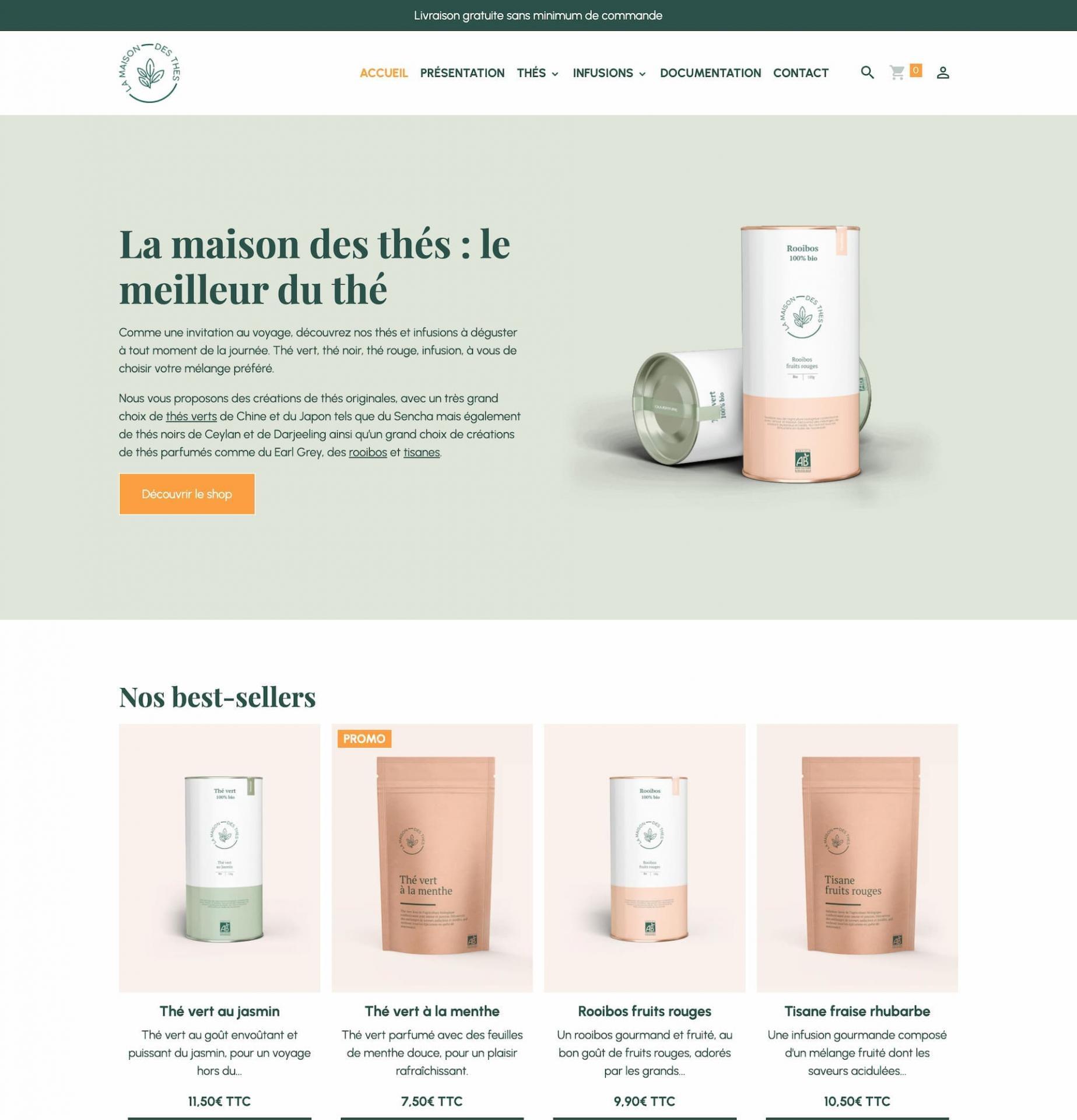 Website eines Teehauses, erstellt mit e meine seite