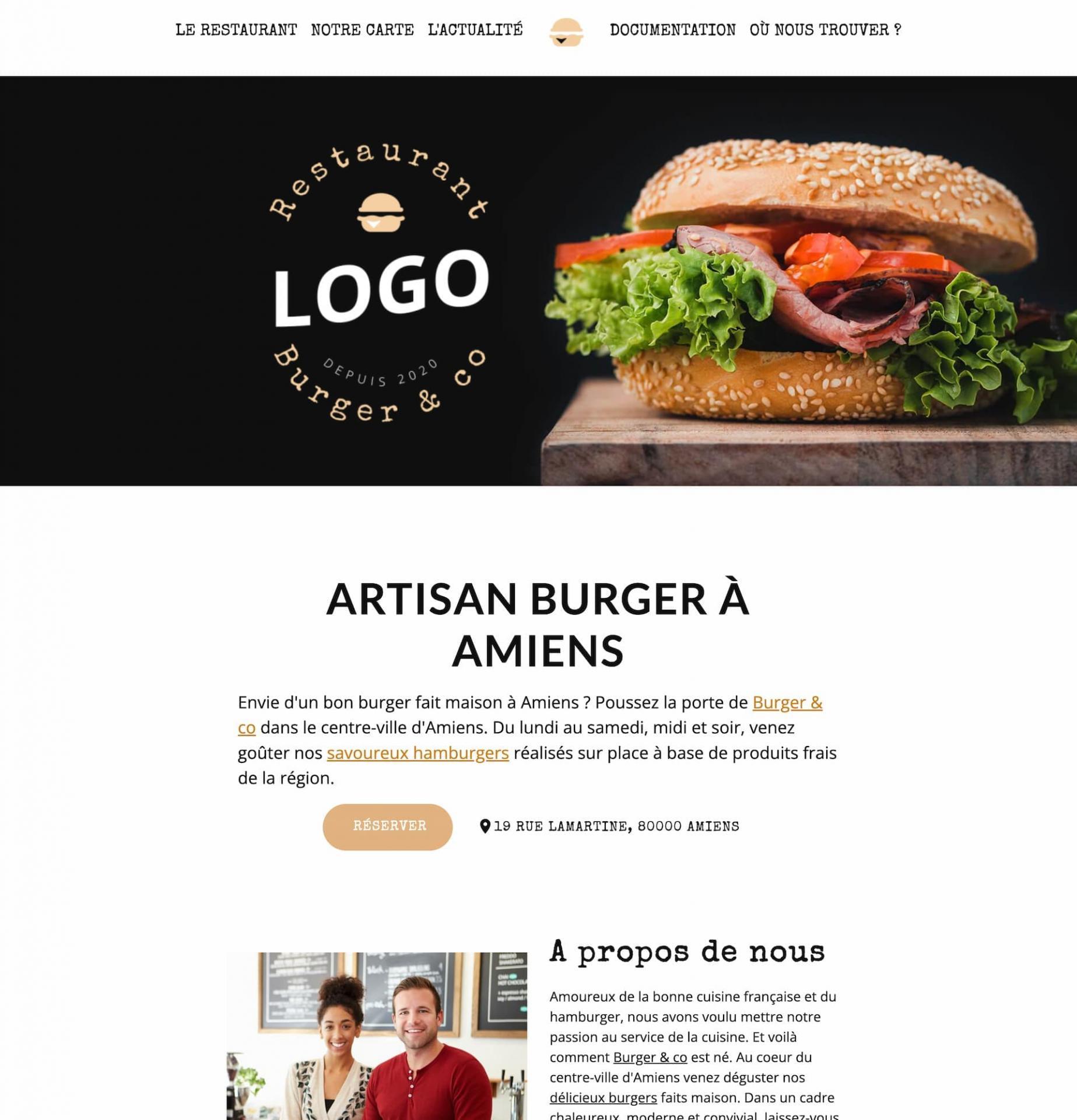 Website eines Burger-Restaurants, erstellt mit e meine seite