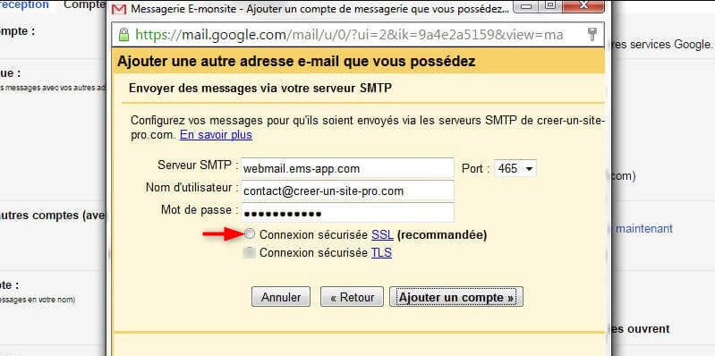 Das SSL-Kästchen aktivieren
