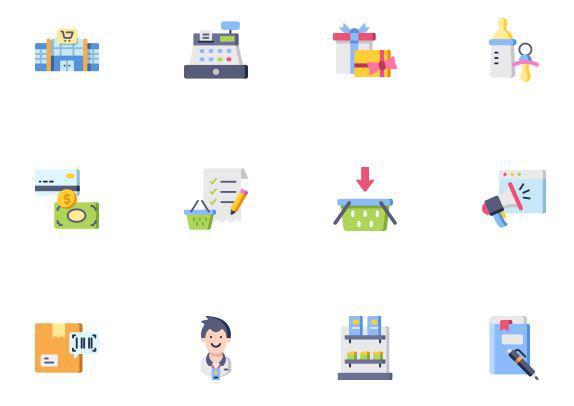 Icon-Paket im Flat-Stil